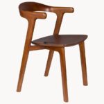 Solid Wood Arm Chair with Sculpted Backrest (Walnut Finish) - Image 5