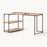Industrial Solid Wood Study Desk with Storage Shelves - Image 4
