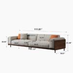 Solid Wood Back Panel 3-Seater Fabric Sofa (Walnut Finish) - Image 4