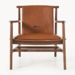 Solid Wood Leatherette Accent Single Seater Chair - Image 4