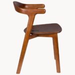 Solid Wood Arm Chair with Sculpted Backrest (Walnut Finish) - Image 2