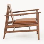 Solid Wood Leatherette Accent Single Seater Chair - Image 5