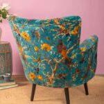 Blue Bird of Paradise Velvet Armchair - Image 2