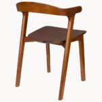 Solid Wood Arm Chair with Sculpted Backrest (Walnut Finish) - Image 3
