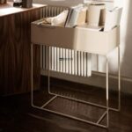 Modern Storage Side Table with Raised Tray Top