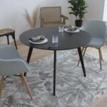 Round Black Dining Table with Tapered Legs
