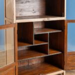 Cream Vintage Wooden Glazed Cabinet with Spiral Shelving - Image 2