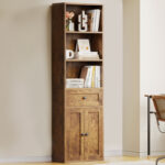 Industrial Bookshelf with 2 Doors & 1 Drawer – 5-Tier Storage Cabinet for Home Office - Image 6