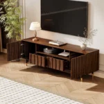 Wood TV Stand with 2 Drawers and 2 Cabinets – Modern Media Console - Image 4