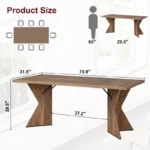 Garvee 71" Walnut Solid Wood Dining Table for 6 with Heavy-Duty C-Shape Legs - Image 6