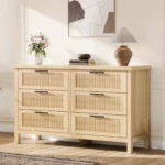 Fluted Drawers Large Clothes Storage Cabinet for Bedroom – Modern 6-Drawer Dresser