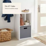 Wood 2-Cube Storage Organizer – Compact Cube Shelf with Anti-Tip Safety Design - Image 4