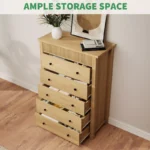 Chest of Drawers Nightstand with Fluted Design – Modern 5-Drawer Storage Unit - Image 4