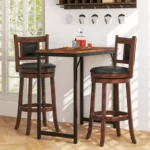 Swivel Round Counter / Bar Height Stools – Solid Rubberwood Frame