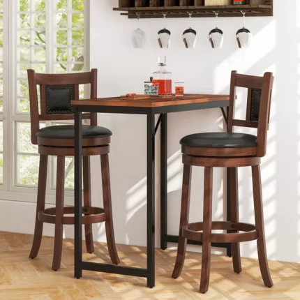 Swivel Round Counter / Bar Height Stools – Solid Rubberwood Frame