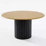 Solid Wood Round Dining Table for 4–6 People with Arc-Shaped Edge & Textured Pedestal - Image 2