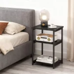 Wooden Narrow End Table – Slim Side Table with Metal Frame - Image 3