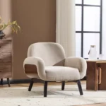 Modern Rubberwood Upholstered Armchair