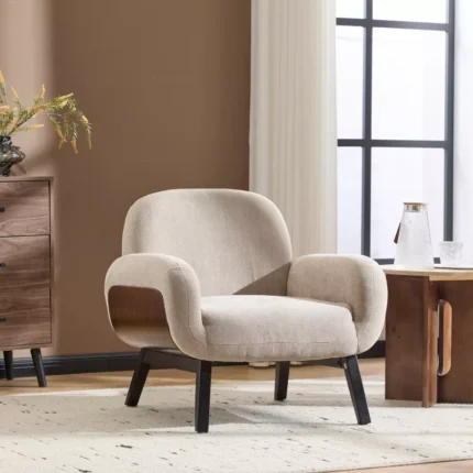 Modern Rubberwood Upholstered Armchair