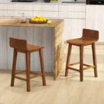 Mid-Century Bar Chairs in Brown/Black/White – Counter Height with Solid Wood Frame