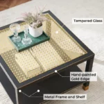 Vintage Round Nesting Coffee Table Set with Bamboo-Shaped Glass Doors - Image 2