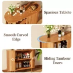 Solid Wood Sideboard with Tambour Sliding Doors - Image 2