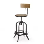 Modern Industrial Firwood Adjustable Height Swivel Counter Barstool – Wood & Iron Frame - Image 5