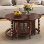 Wood Coffee Table with 2 Open Storage Shelves - Image 2