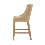 Cane Upholstered Counter Height Barstool in Beige/Natural – Rubberwood Frame with Cushioned Seat - Image 3