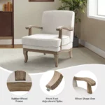 Wooden Armchair with Comfortable Backrest and Cushion - Image 5