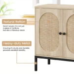 Natural Storage Cabinet with Adjustable Shelves and 2 Doors - Image 4