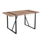 Industrial Rectangular Dining Table for 6 – 55" Brown MDF Top with Black Metal Trestle Legs - Image 5