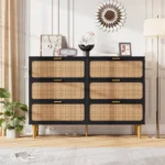 Modern Double Dresser Chest for Living Room – Wide Storage Dresser with Safety Features