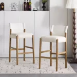 Bar Stools with Faux Leather Backrest Set of 2 – Rubberwood Frame, Stylish & Comfortable - Image 4