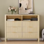 Wood Chest of Drawers with Fluted Doors – Modern Storage Cabinet