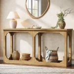 Wooden Console Table with Storage and Wood Legs - Image 5