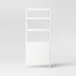 Traditional Bookcase with Cabinet – Classic White Storage Shelf with Open Shelves & Closed Storage - Image 4