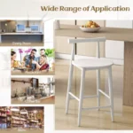 Counter Height Acacia Wood Bar Stools with Mid Back – Round Seat, Set of 2 - Image 2