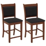 Upholstered Counter Height Bar Stools with Solid Rubberwood Frame – High Back, Set of 2 - Image 7