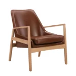 Leather Accent Chair, Mid-Century Armchair with Solid Wood Frame - Image 4