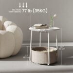 Small Round Side Table with Storage – Modern White End Table - Image 3