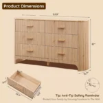 6-Drawer Dresser for Bedroom – 53.9” Wide Storage Dresser with Gold Handles - Image 5