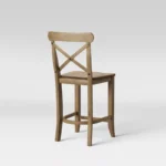 Wooden X-Back Counter Height Barstool – Solid Hardwood Frame with Classic Design - Image 2