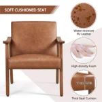 Modern Faux Leather Upholstered Armchair Accent Chair - Image 2