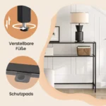 Entryway Console Table with Black Steel Frame and Brown Tabletop - Image 3