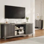 TV Entertainment Center with Storage Cabinets & Open Shelves