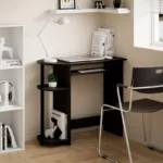 Computer Desk Writing & Study Laptop Table with Keyboard Tray and 2 Storage Compartments - Image 5