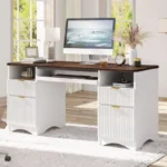 Executive Office Desk with File Drawer & Open Shelves
