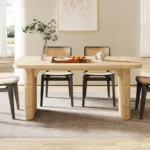 62" Modern Wooden Dining Table for 6 with Double Pedestal Base – Brown Finish - Image 5