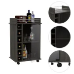 Two-Shelf Storage Cart with Six-Bottle Rack for Dining Room or Living Space - Image 2